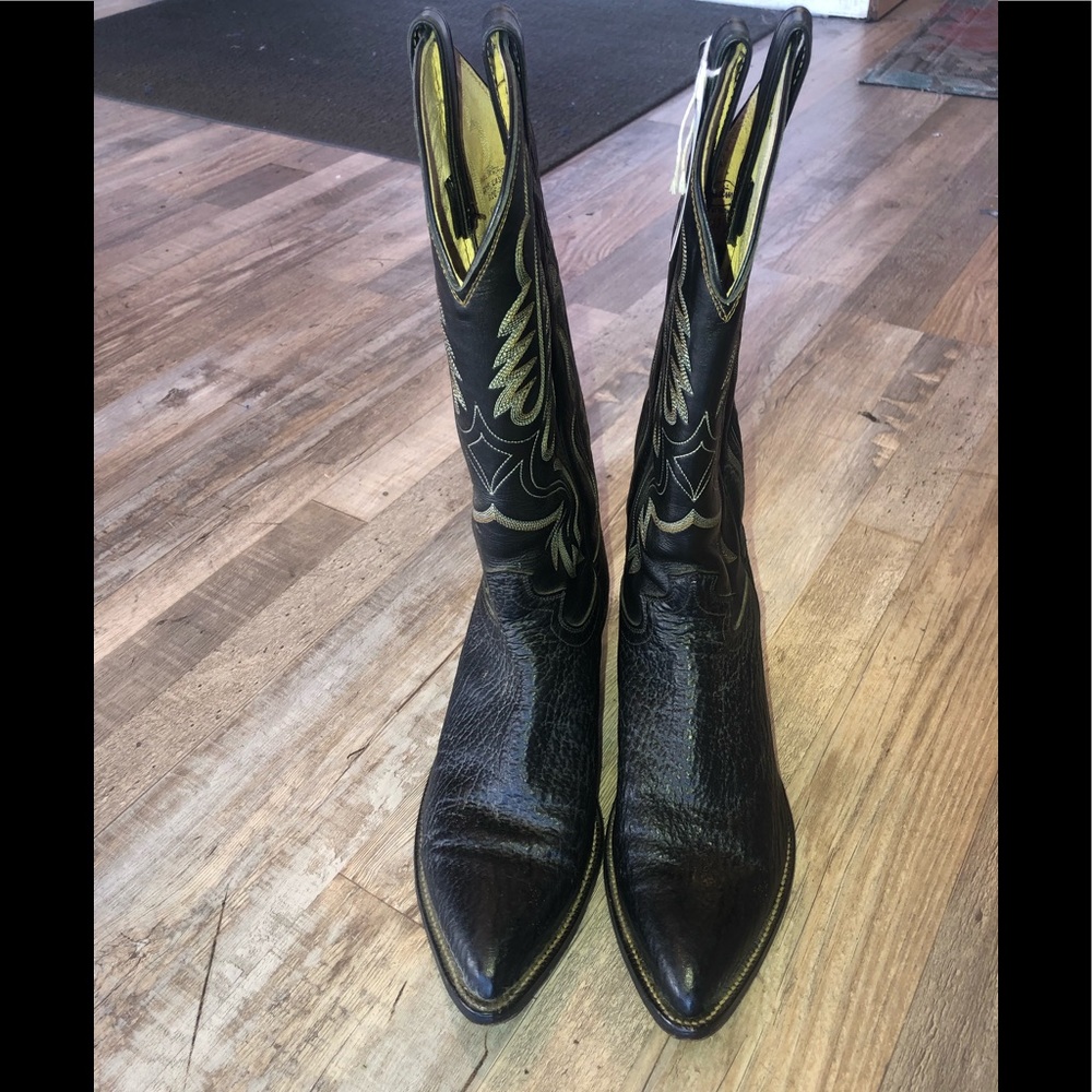 COPY - $50 Black Justin Exotic Sharkskin Western Style Cowboy Boots Size 7 1/2 …